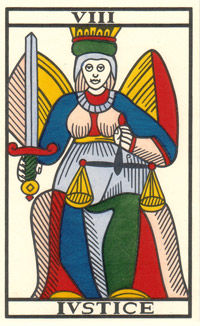 Tarot de Jean Noblet, VIII Ivstice, JC Flornoy restauration