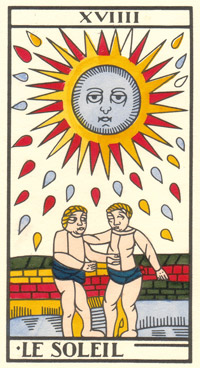 Tarot de Jean Dodal, Le soleil, restauration par JC Flornoy